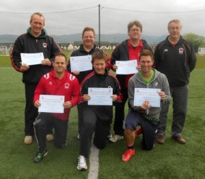 Some of the U9/U10 coaches after receiving their certifcates from Colm