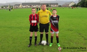 Park Fc U13 A and B captains with match referee before their premier Division clash on Thursday 15th September 2016